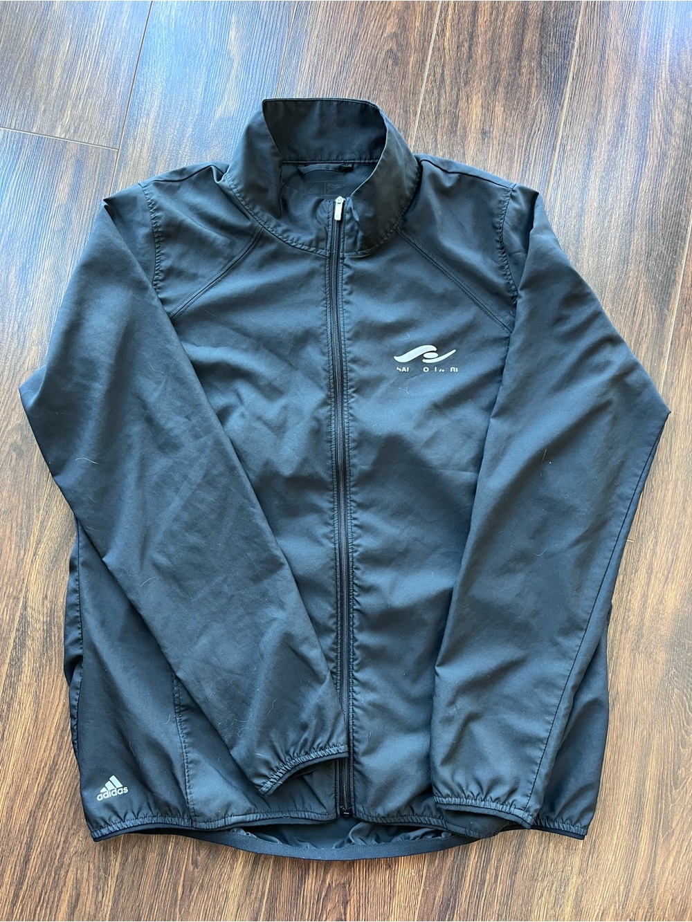 adidas Black Men's Zip-Front Windbreaker with Logo